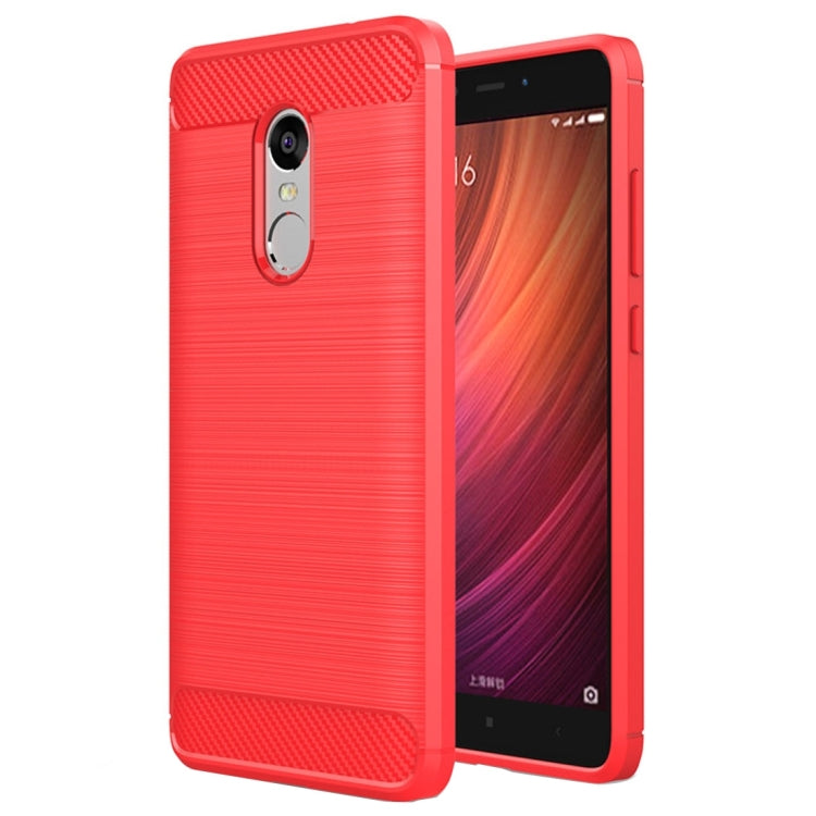 Red brushed carbon fiber TPU case for Redmi Note 4X with shockproof corners