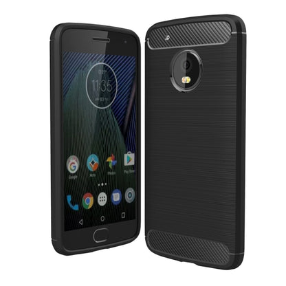 TPU phone case for Moto G5 Plus, black carbon-fiber texture with camera cutout