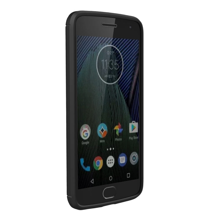 TPU phone case for Moto G5 Plus, black carbon texture front cover