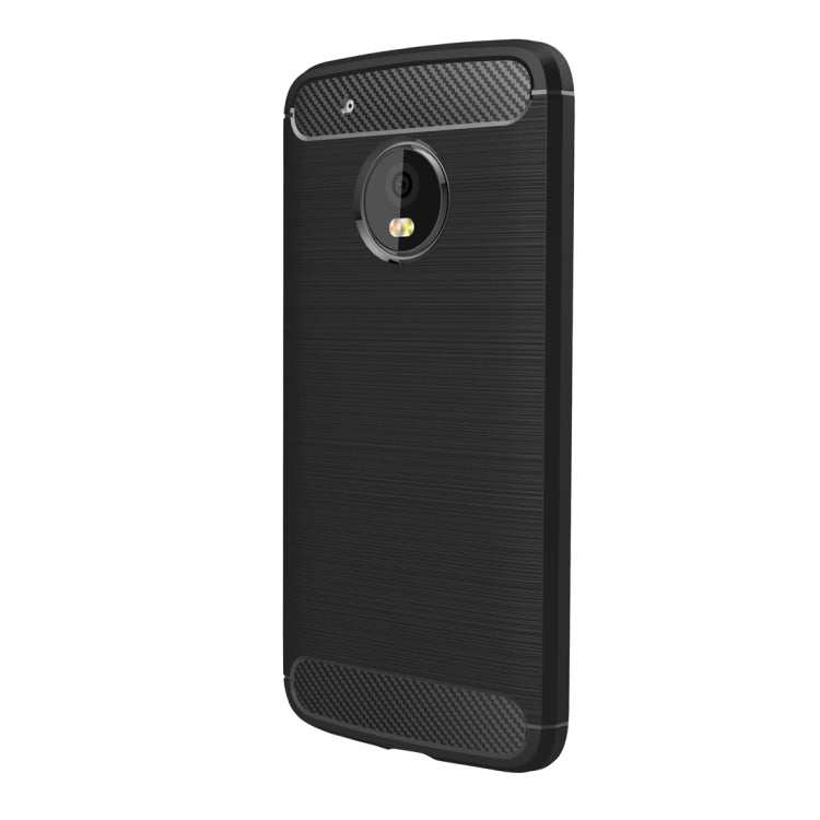 TPU phone case for Moto G5 Plus, black brushed texture with carbon-fiber camera ring