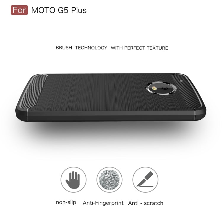 TPU phone case for Moto G5 Plus, brushed carbon texture back with camera cutout