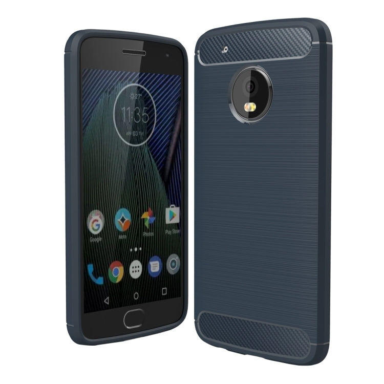 Blue carbon-fiber textured TPU shockproof phone case with camera cutout