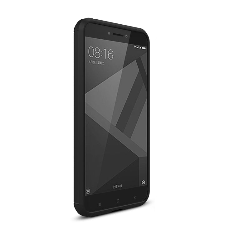 Brushed carbon fiber TPU phone case for Redmi 4X, black, front display cutouts
