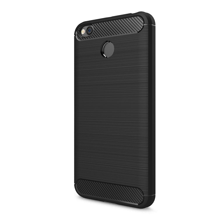 Brushed carbon fiber TPU phone case for Redmi 4X, black, back camera and mic openings