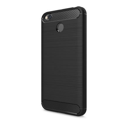 Brushed carbon fiber TPU phone case for Redmi 4X, black, back camera and mic openings