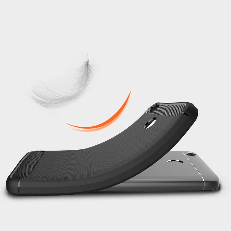 Brushed carbon fiber TPU phone case for Redmi 4X, black, raised screen edge