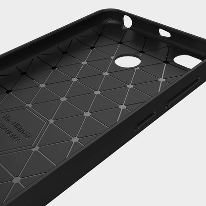 Brushed carbon fiber TPU phone case for Redmi 4X, black, textured interior grip