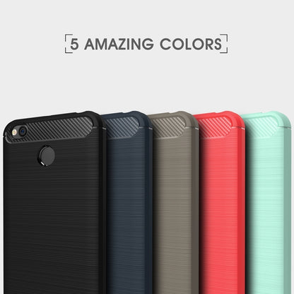 Brushed carbon fiber TPU phone case set for Redmi 4X, five colors shown