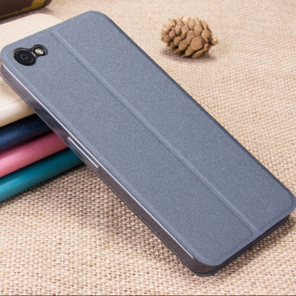 Grey textured flip leather phone case with camera cutout and MOFI logo