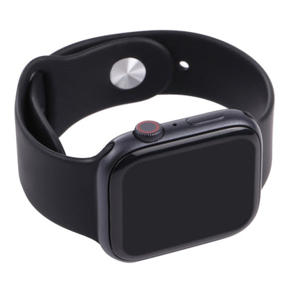 Black Apple Watch-style dummy display with black silicone band, front view, 41mm
