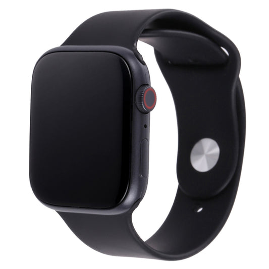 Black Apple Watch-style dummy display with blank dark screen and silicone sport band
