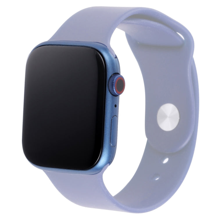 Black watch dummy with blank screen and blue-gray silicone strap