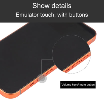 iPhone 13 dummy display model with black screen, orange side buttons and edge details