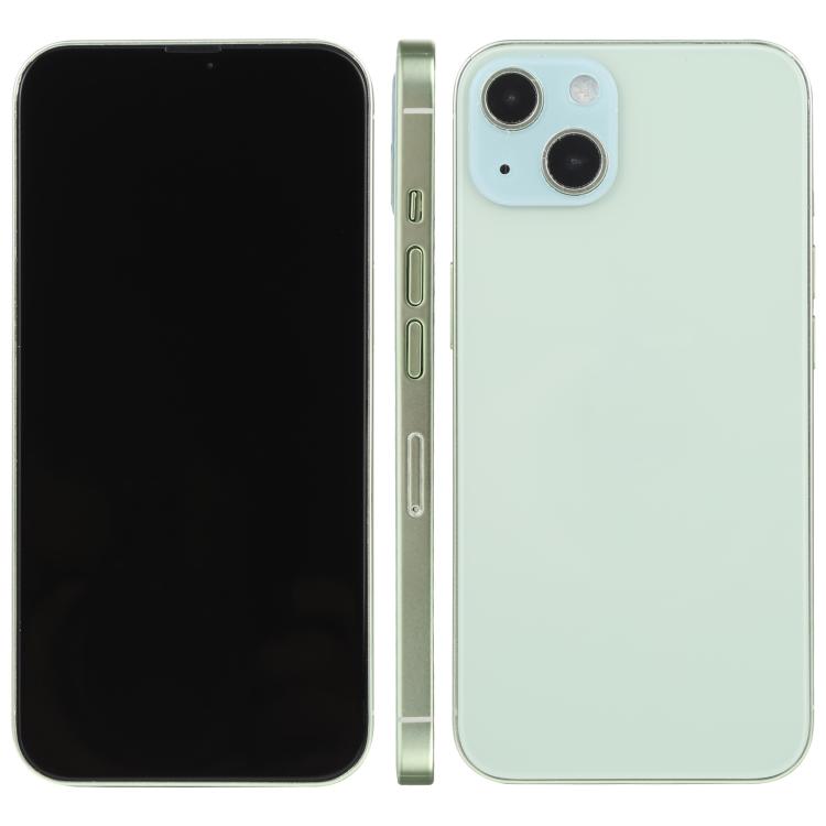 Black and mint green dummy iPhone display model, front and back views