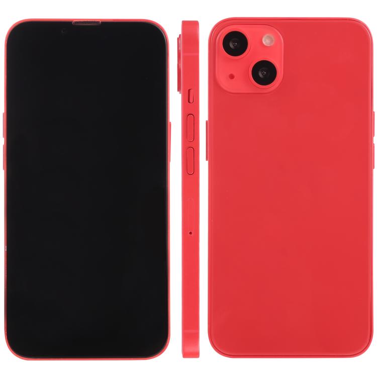iPhone 13 dummy display model with black screen, red back, front and rear views