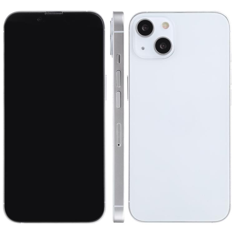 Black and white dummy iPhone display model, front and back views