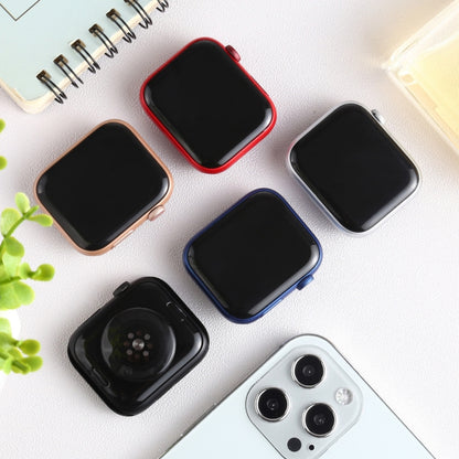 Assorted black-screen smartwatch dummy models with different case colors on display
