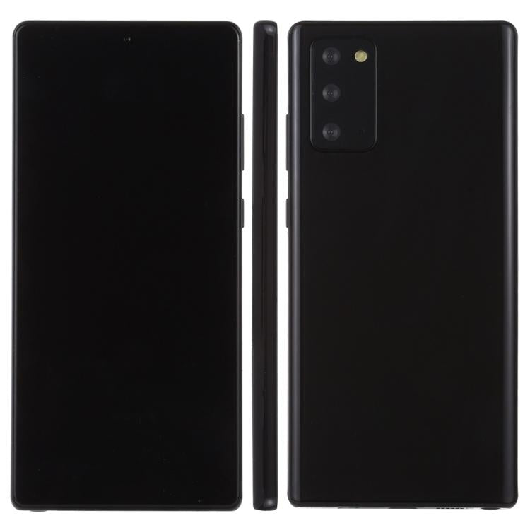 Black dummy smartphone display model with dark front and dual rear camera module.