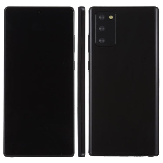 Black dummy smartphone display model with dark front and dual rear camera module.
