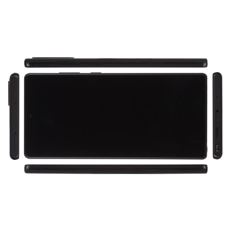 Black dummy smartphone display model showing side edges and dark screen.