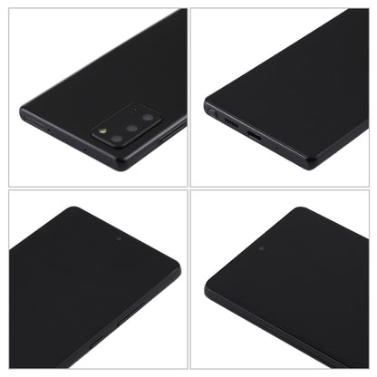 Black dummy smartphone display model close-up of rear camera, edges, and dark screen.
