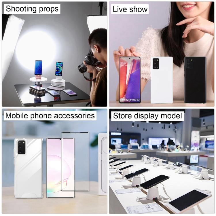 Dummy smartphone display models for store use, multiple black units on display.