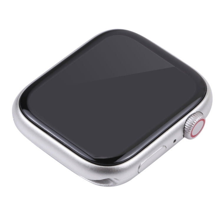 Apple Watch display dummy with black screen, angled view, silver case and buttons