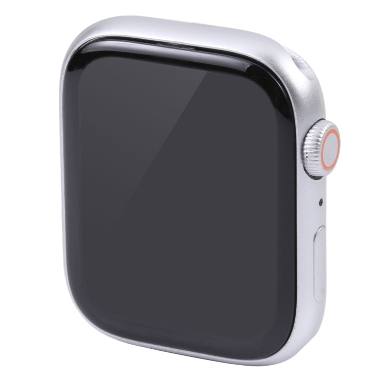 Apple Watch display dummy with black screen and silver case, front view