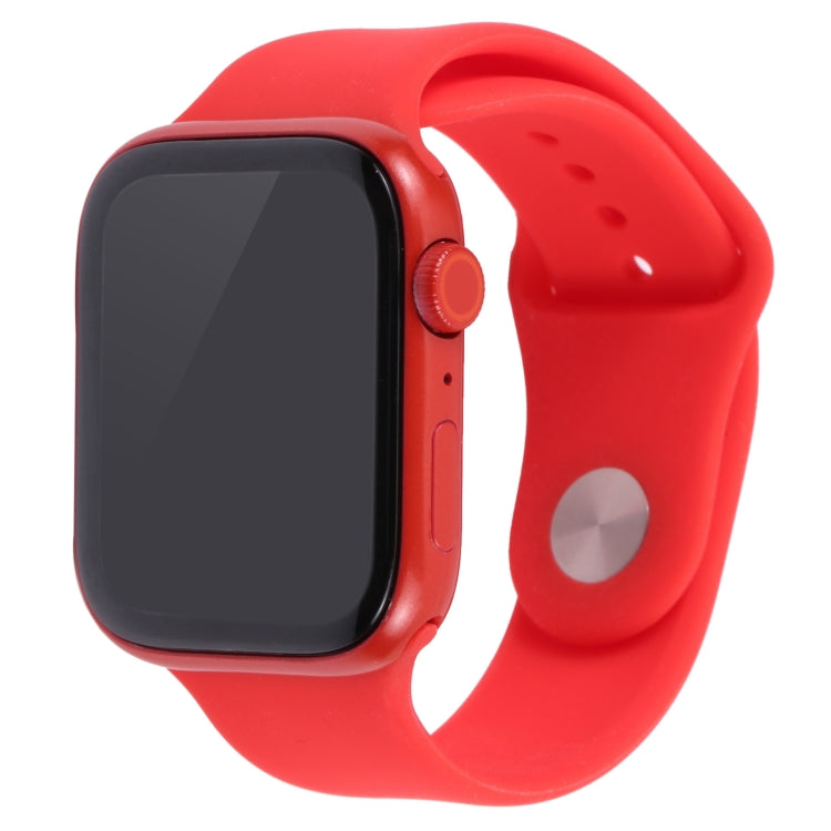 45mm dummy smartwatch display with black screen and red silicone band