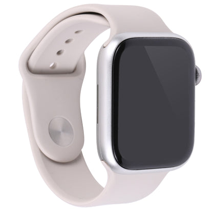 45mm dummy smartwatch display side view with black screen and light gray silicone band