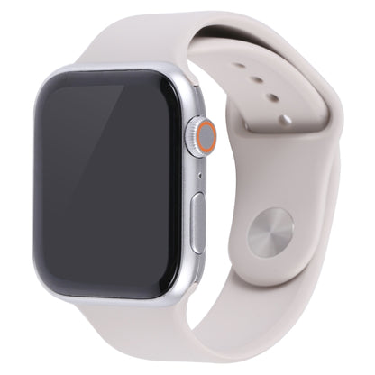 40mm Apple Watch dummy display model with black screen, white silicone band, front view