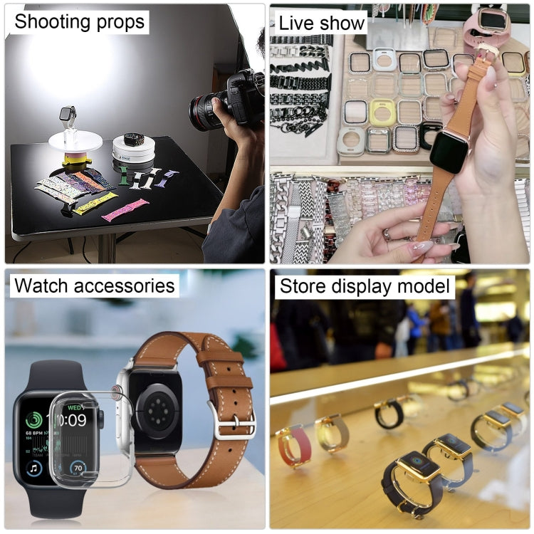 Apple Watch dummy display model promotion collage with store display models and accessories