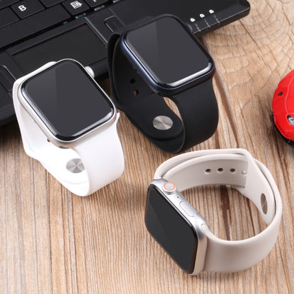 Assorted 44mm watch dummy displays with blank black screens and silicone bands