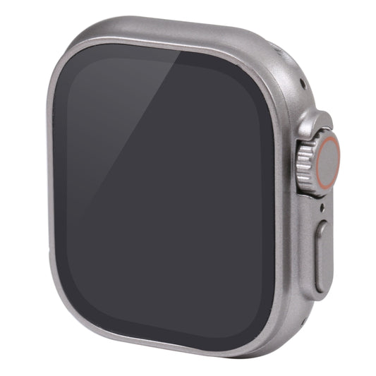 Silver Apple Watch Ultra 49mm dummy display model with black screen, no watchband.