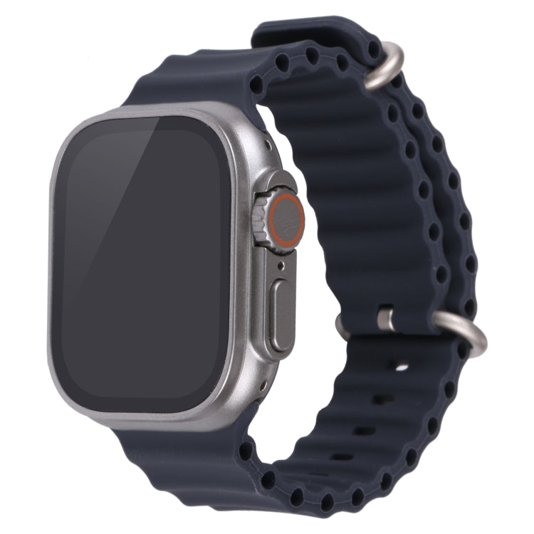 For Apple Watch 49mm fake dummy display with dark blue silicone strap and dark screen