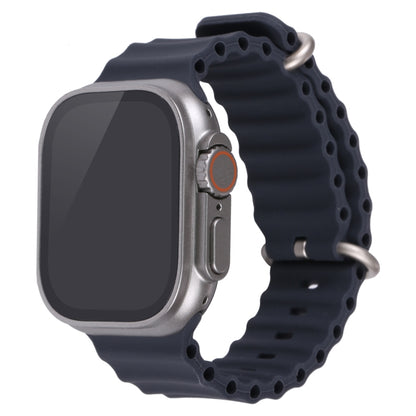For Apple Watch 49mm fake dummy display with dark blue silicone strap and dark screen