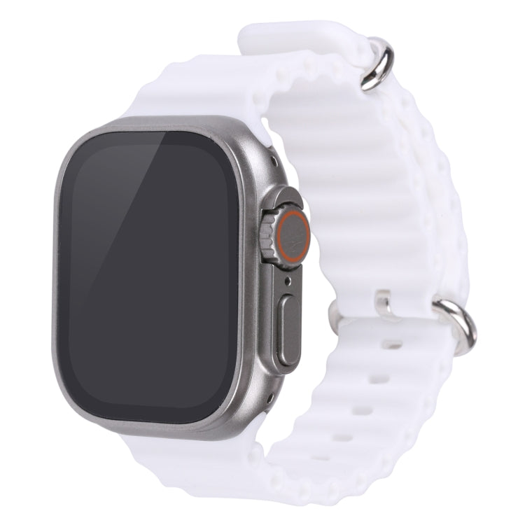 For Apple Watch 49mm fake dummy display with white silicone strap and dark screen