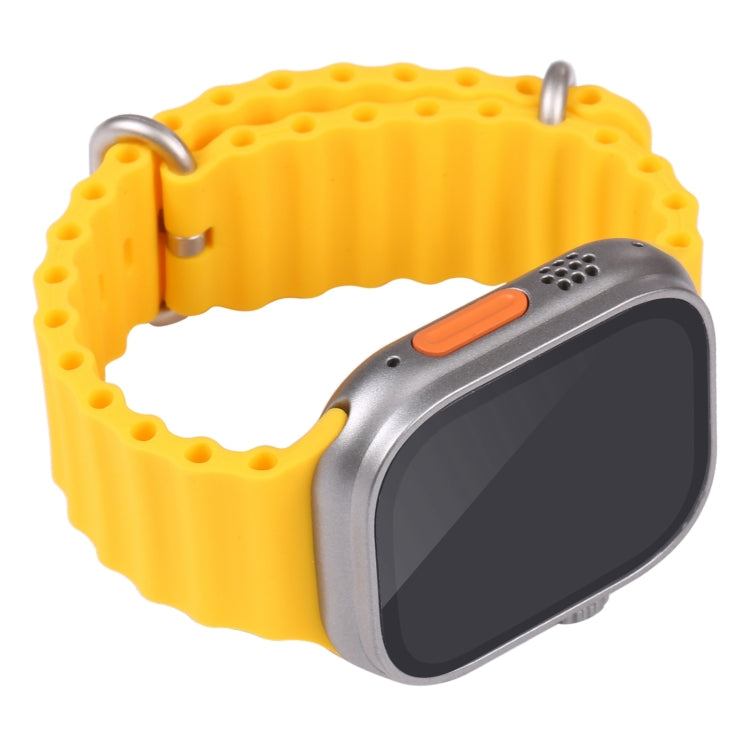 For Apple Watch 49mm fake dummy display with yellow silicone strap, angled view