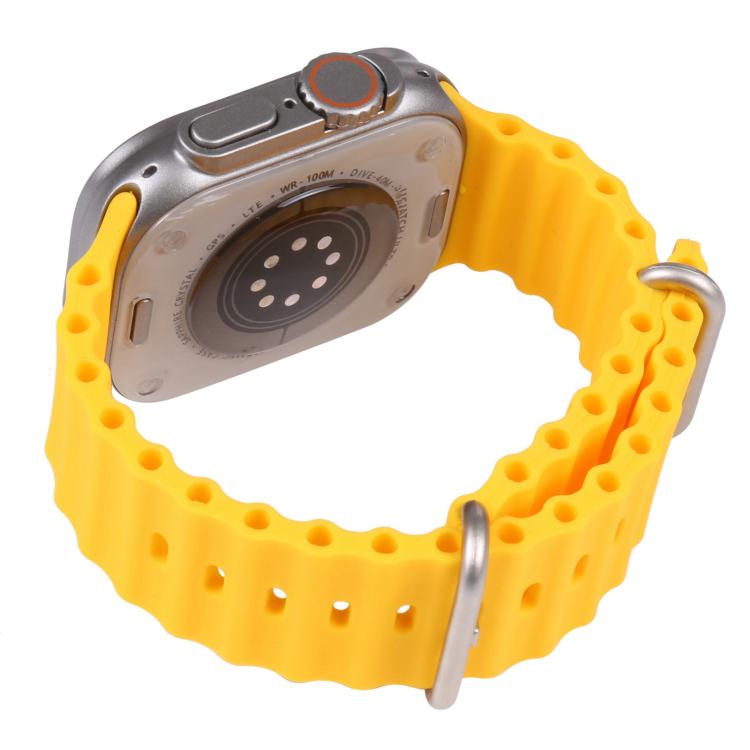 For Apple Watch 49mm fake dummy display back view with yellow silicone strap