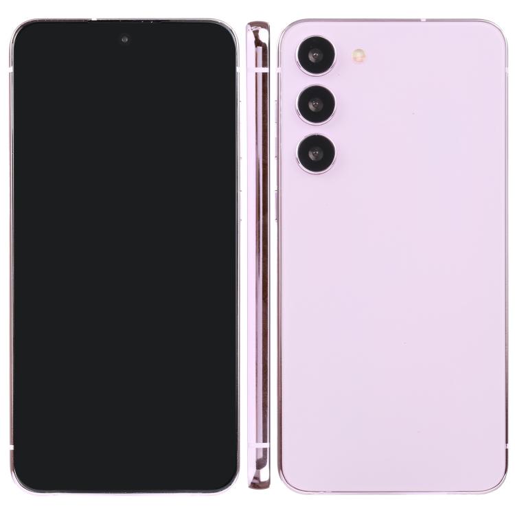 Samsung Galaxy S23 dummy display model with black screen and purple rear housing.