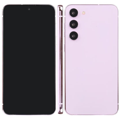Samsung Galaxy S23 dummy display model with black screen and purple rear housing.