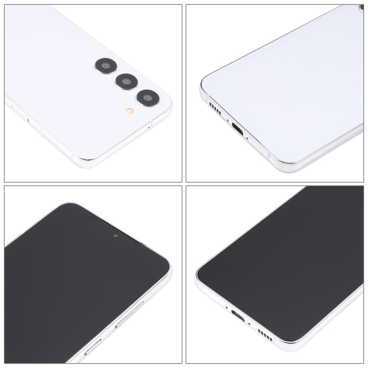 Samsung Galaxy S23 dummy display model in white, shown from front and angled views.
