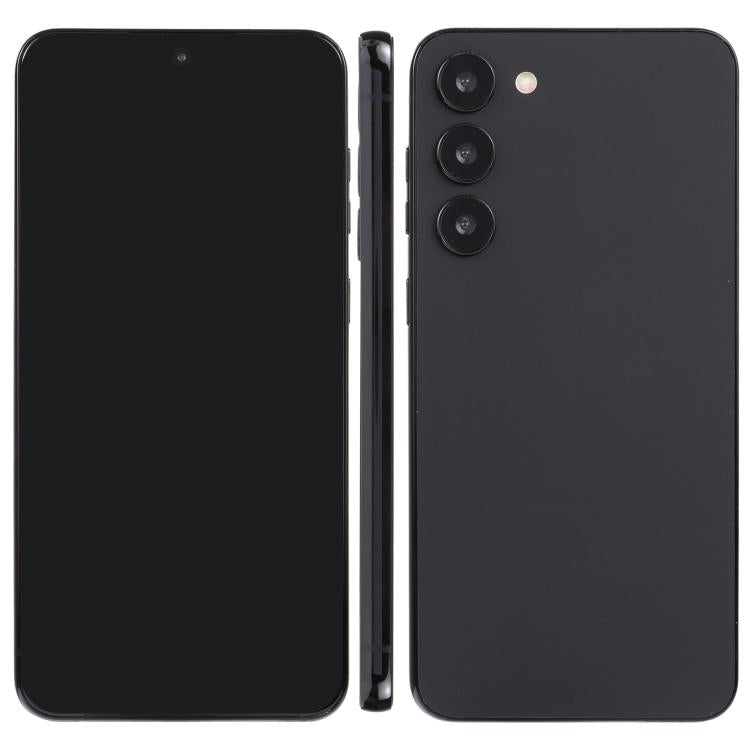 Dummy smartphone with black front and dark gray/black back, triple rear cameras