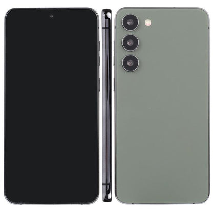 Dummy smartphone with black front and green back, triple rear camera module