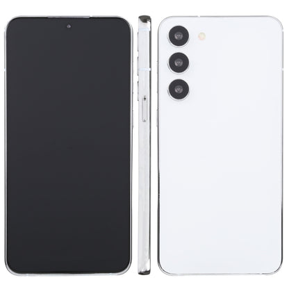 Dummy smartphone with black front and white back, triple rear camera module