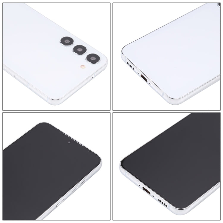 Dummy smartphone corner views showing white body and side port openings
