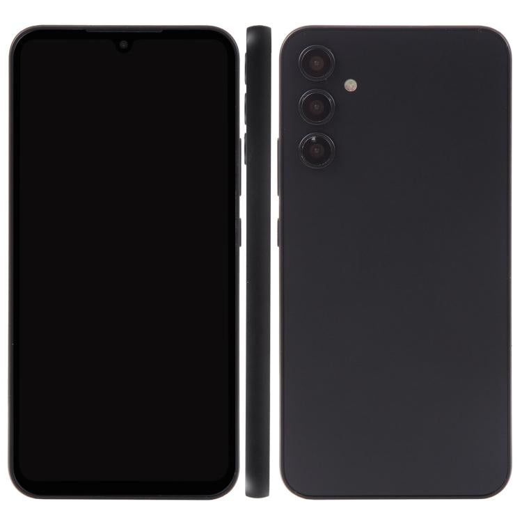 Black fake phone display model with blank screen front and back view