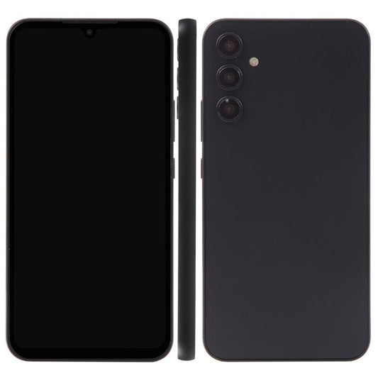 Black fake phone display model with blank screen front and back view