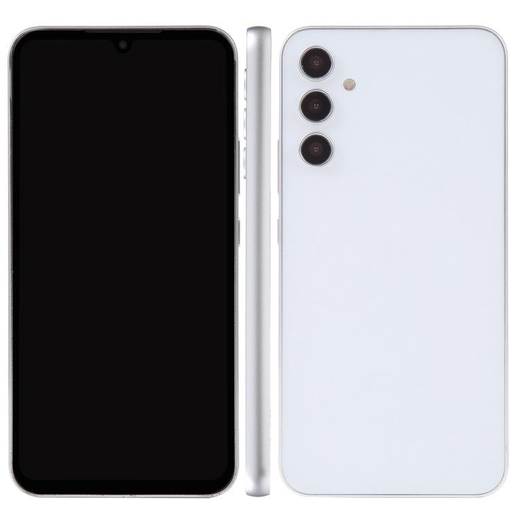 Black and white fake smartphone display models with blank screens front and back