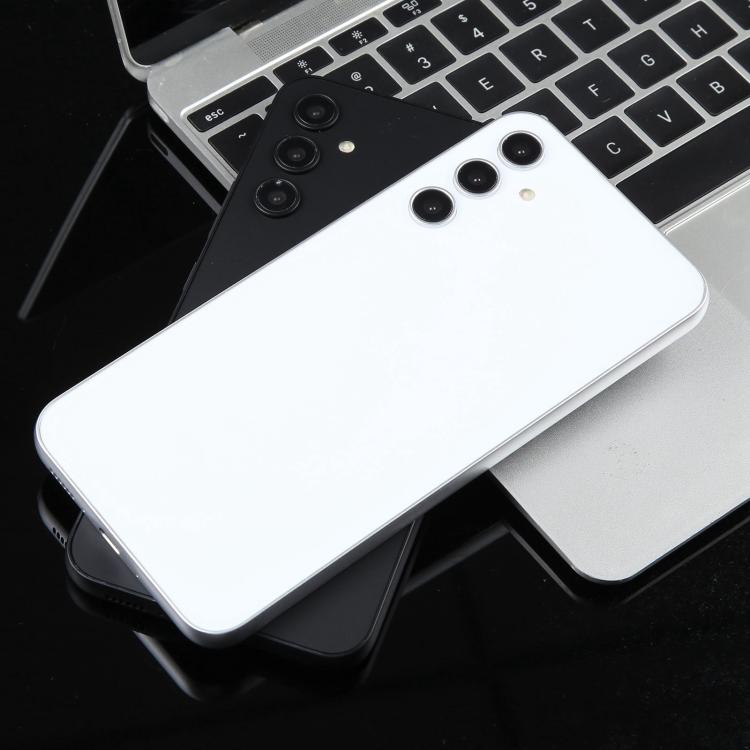 White dummy smartphone display model with blank screen back and camera module